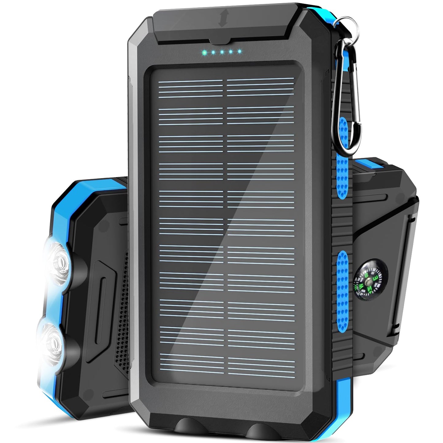 Solar-Power-Bank-Portable-Charger-42800mAh Solar Phone Charger with 4 USB Ports/LED Flashlight Fast Charge USB C External Backup Battery Pack Compatible with iPhone Tablet, for Outdoor, Camping