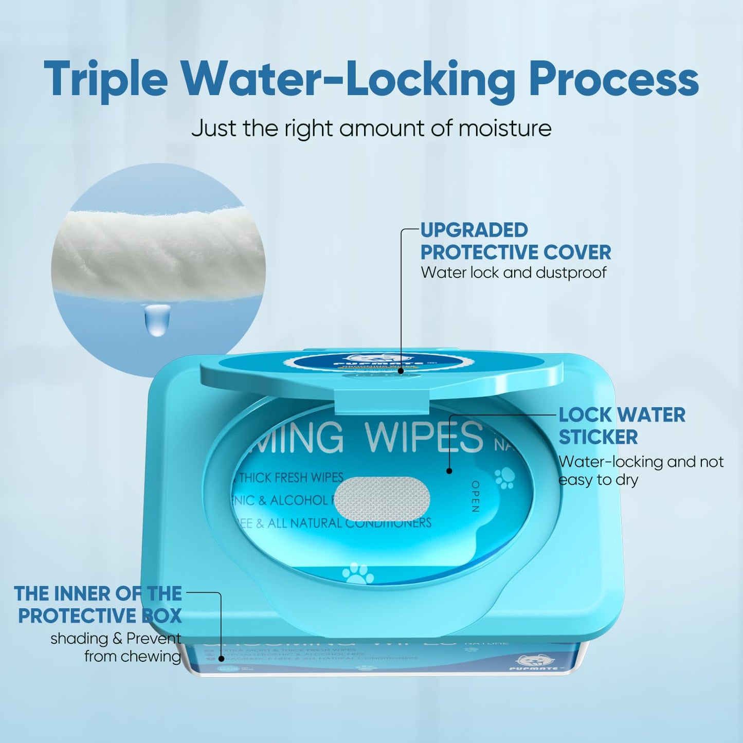 PUPMATE Pet Wipes for Dogs & Cats, Extra Moist & Thick Grooming Puppy Wipes with 100 Fresh Counts, Aloe Vera/Nature