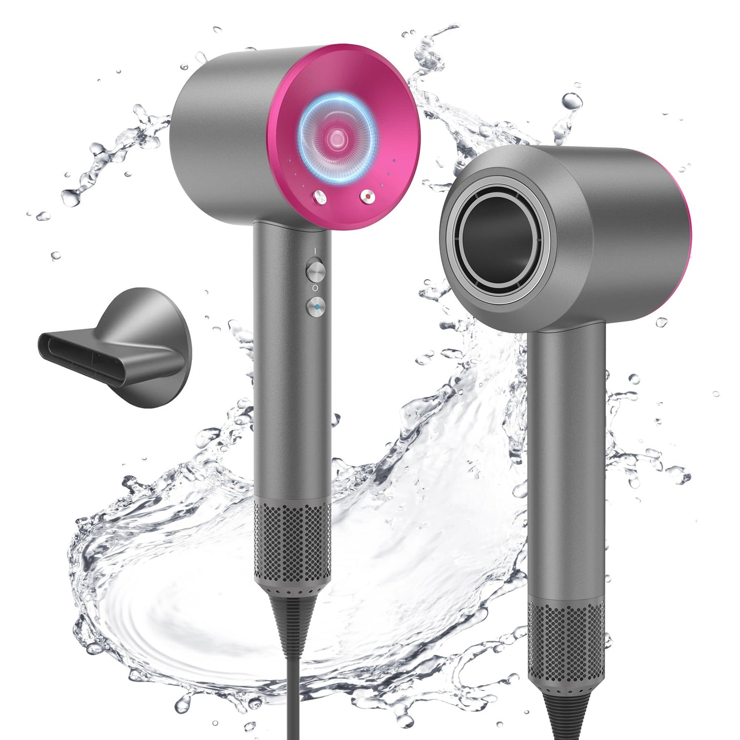 1600W Fast Drying Hair Dryer,Negative Ionic Blow Dryer with High-Speed 110,000 RPM Brushless Powerful Digital Motor,Low Noise Thermo-Control (Rosered-Gray)