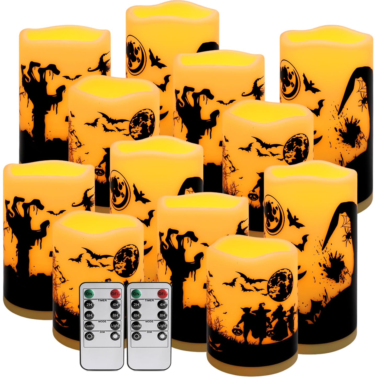ECLHTLNY 12-Pack Waterproof -Flameless Led Candles，Remote Control and Timer Functions for Halloween and More Decorations（3 Sizes）