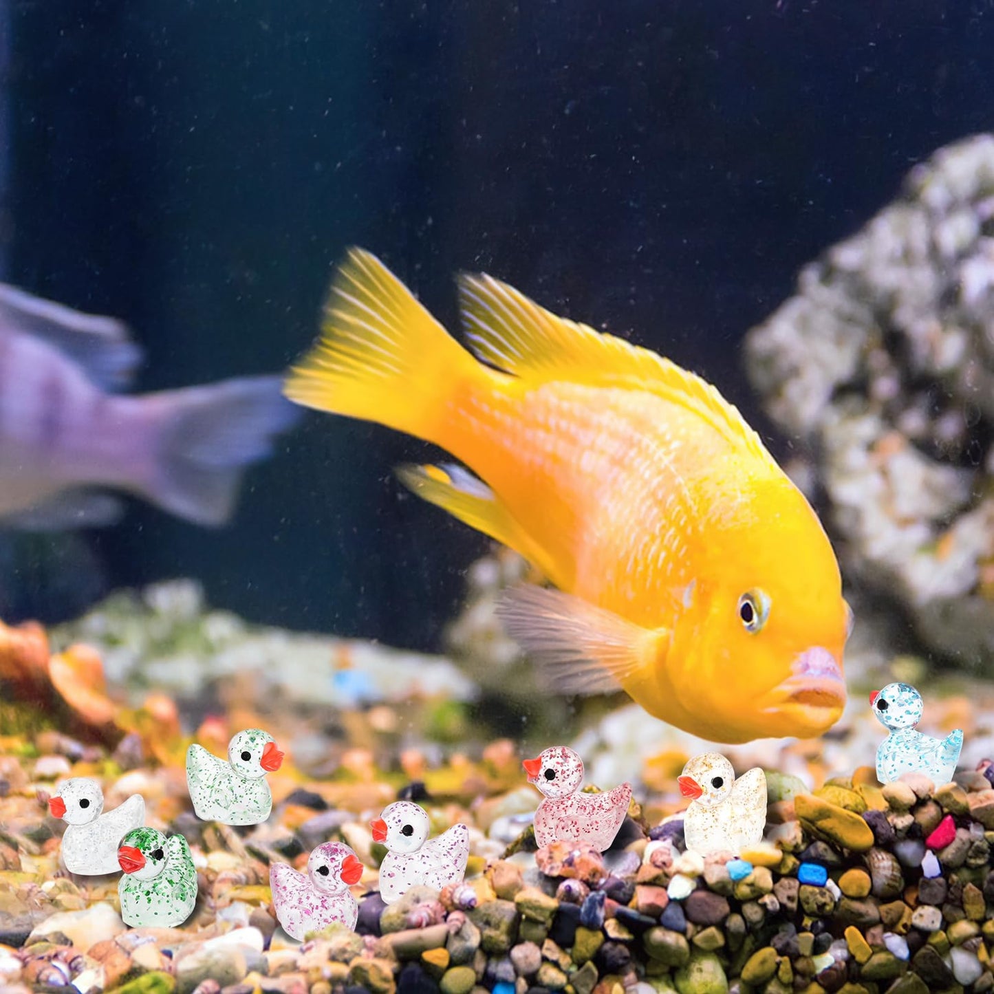 YsesoAi 100Pcs Glitter Mini Resin Ducks, Tiny Ducks Figurines Bulk for Miniature Dollhouse Decor Accessories Garden Aquarium Potted DIY Ornament Charms Office Classroom Activity to Hide Party Toys