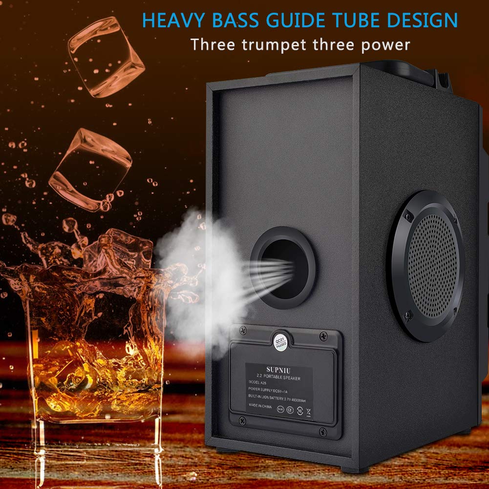 Bluetooth Speaker, Portable Bluetooth Boombox with 40W (60W Peak) Stereo Dual Woofers and Dual Tweeters Wireless Home Party Speaker, 2400 Minutes Playtime, Suitable for Party, Camping, Gym