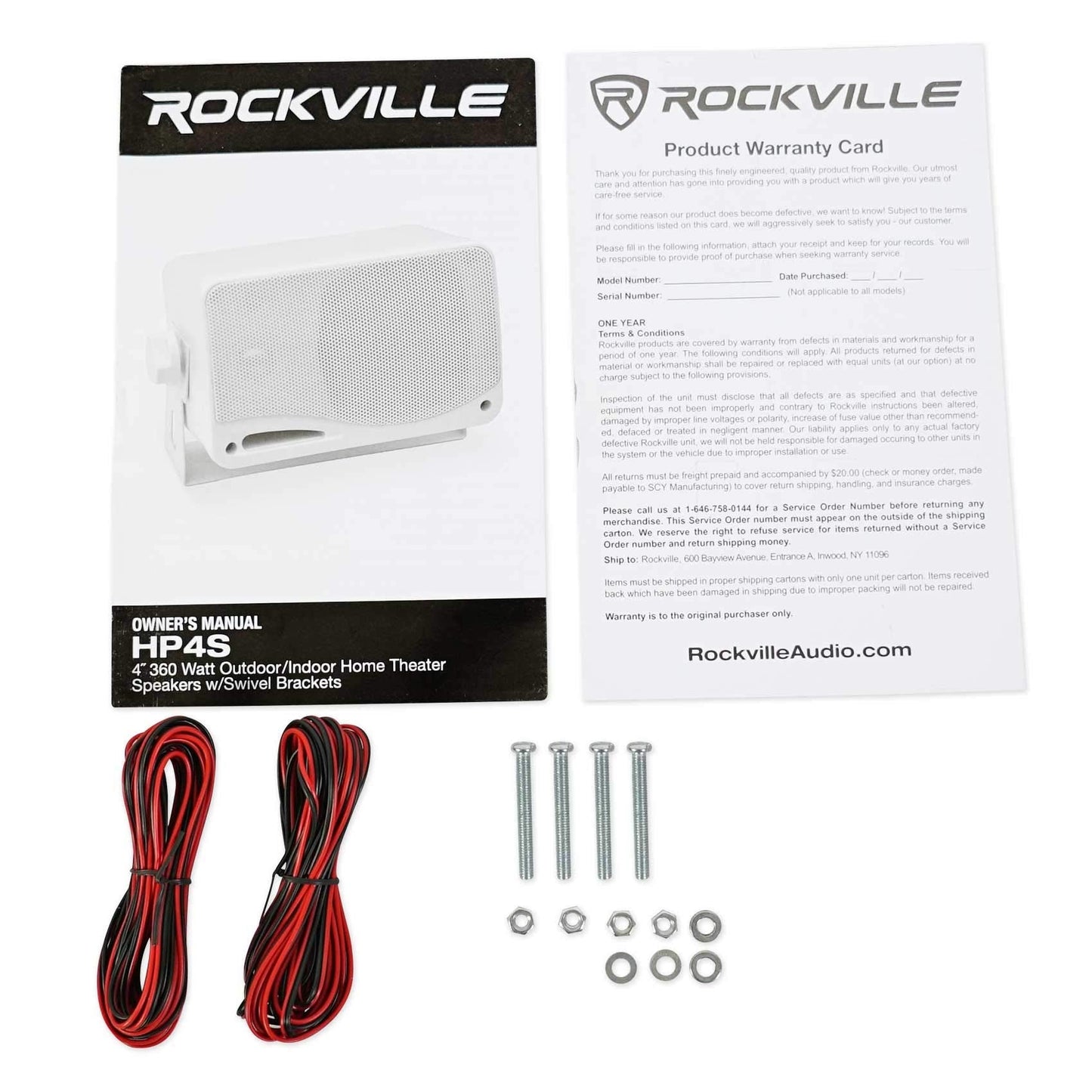 Rockville HP4S (2) 360W 4" Outdoor/Indoor Speakers 4 Ohm, Waterproof Design, Swivel Brackets, Clear Audio, for Home Theater and Patio Entertainment