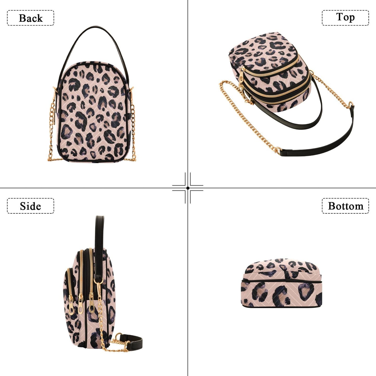 senya Pink Black Leopard Crossbody Handbags for Women Casual Leather Shoulder Phone Purse