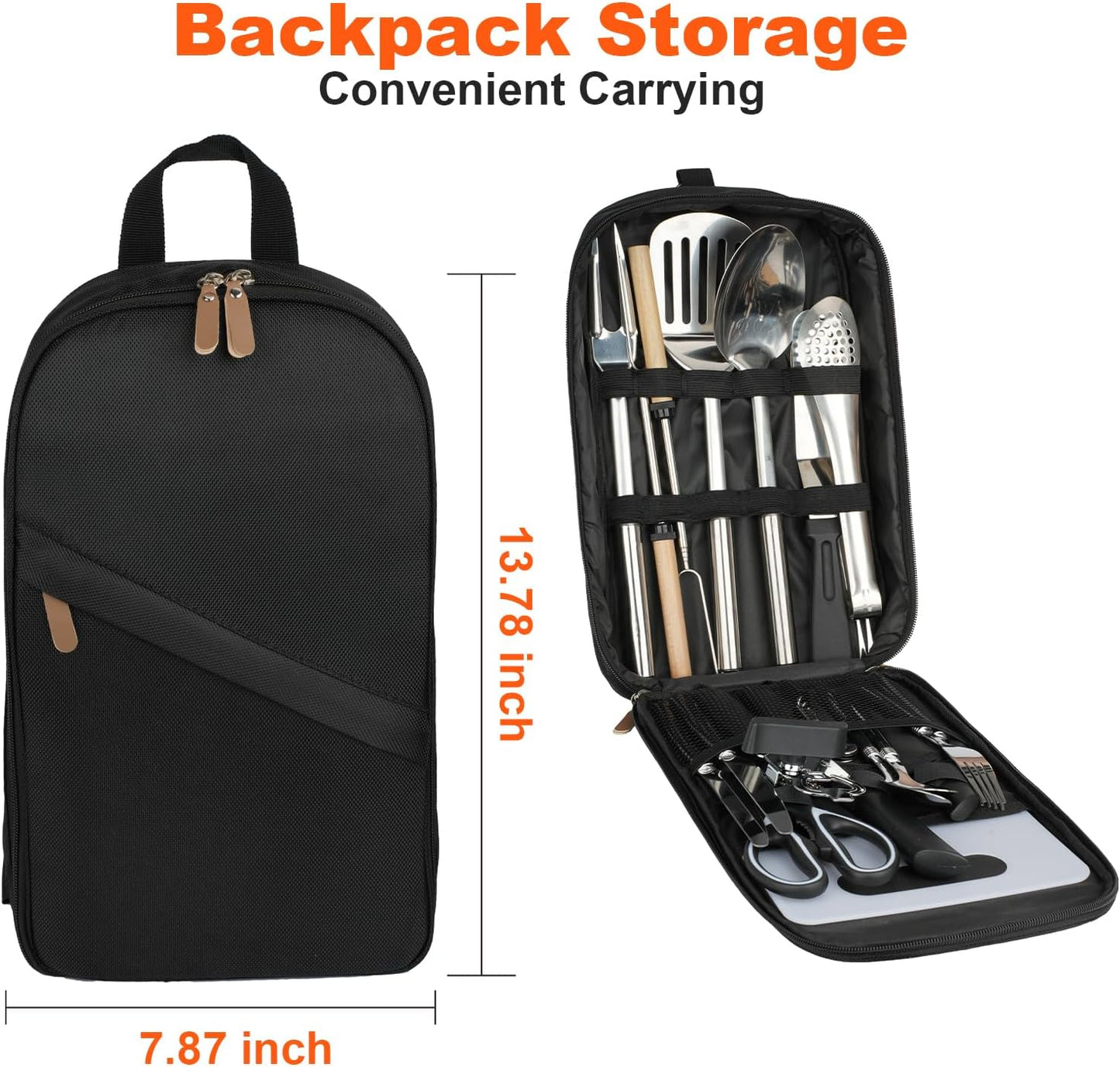 aiGear Camping Kitchen Utensil Set 27 Piece Portable Cookware Kit for BBQs, Outdoor Cooking, Picnics, and Adventures Camping Cookware Kitchenware Storage