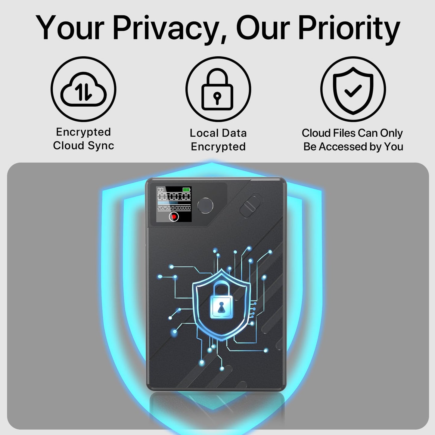 AI Voice Recorder, App Control, Transcribe & Summarize by ChatGPT, Support 112 Languages, 60H Recording, 64GB Memory, Digital Audio Recorder for Lectures, Meetings, Calls