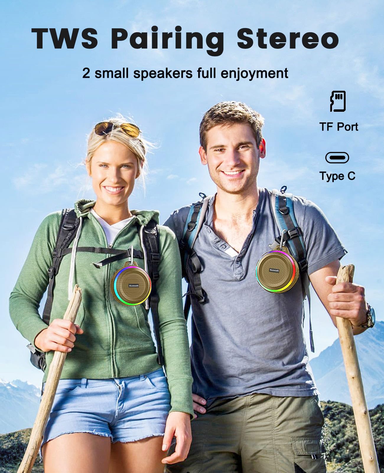 Kunodi Bluetooth Shower Speaker with IPX7 Waterproof, Dynamic Lights, Crisp Clear Sound, True Wireless Stereo, Clip Portable for Pool Beach Boat Kayak Float Golf