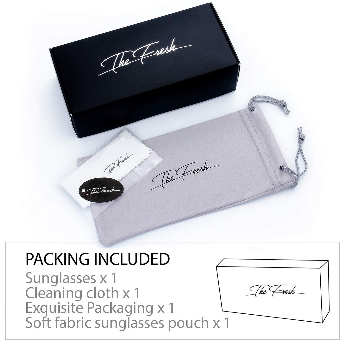 The Fresh Women's Oversized Square Jackie O Cat Eye Hybrid Butterfly Fashion Sunglasses - Exquisite Packaging (718801-Black/Gold, Gradient Grey)