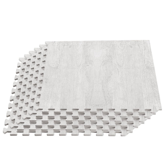 Forest Floor Farmhouse 5/8 Inch Thick Printed Foam Tiles, Premium Wood Grain Interlocking Foam Floor Mats, Anti-Fatigue Flooring – Stylish Flooring Solution, Porch Post White, 24 Sq Ft