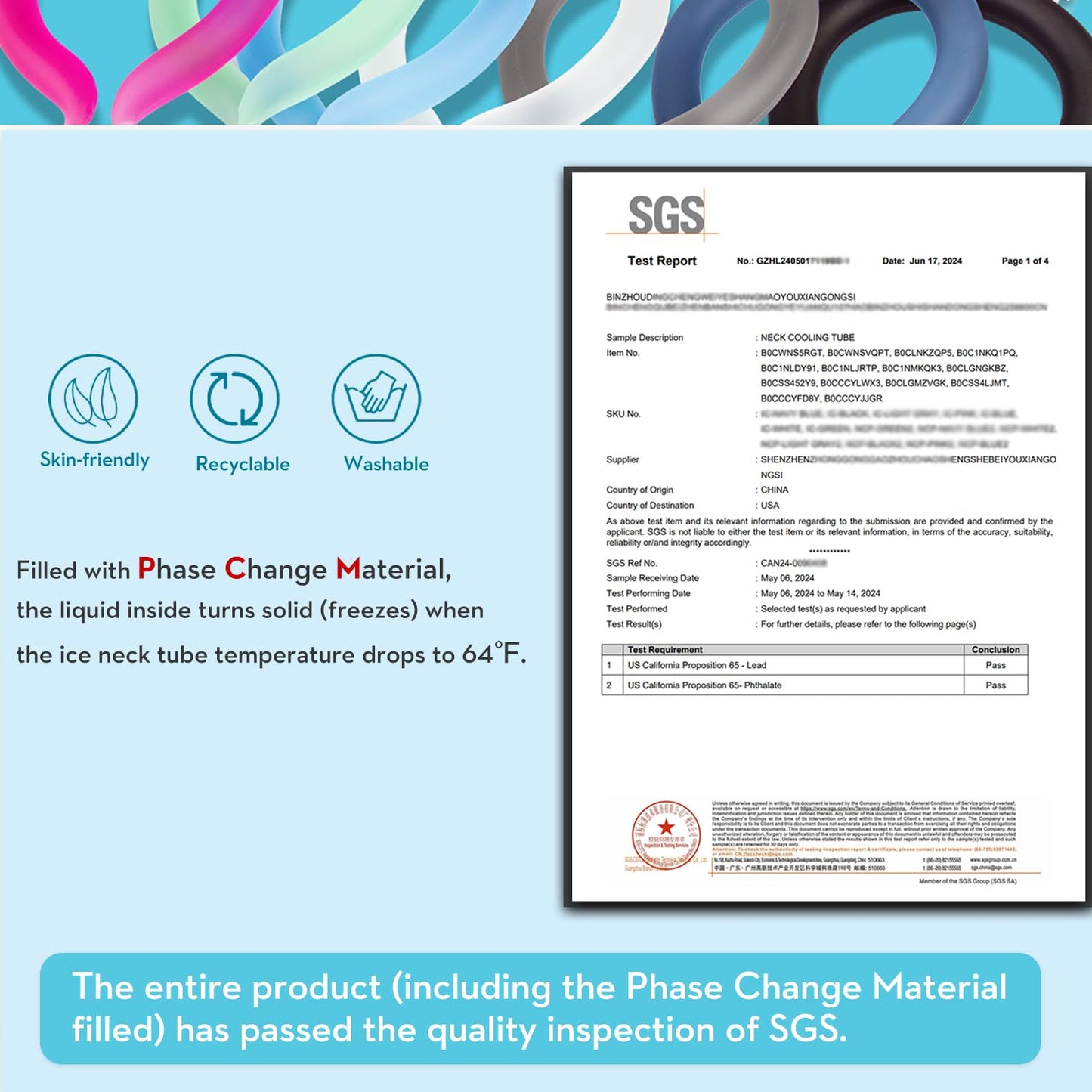 Neck CoolingTube, Reusable Ice Coolers Wearable Body CoolingProducts, Neck Coolers for HotWeather