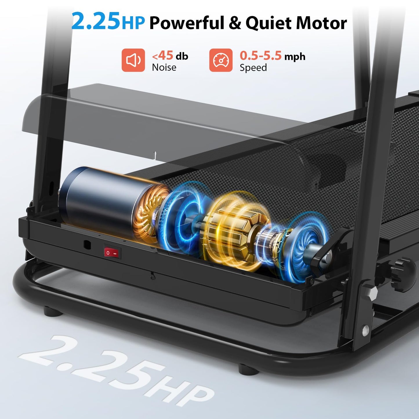 CIIHI Walking Treadmill for Senior - Foldable Senior Treadmill with 300 lbs Capacity and Long Handrails - Home Recovery Fitness Exercise Machine for Elder with Heart Rate Monitor