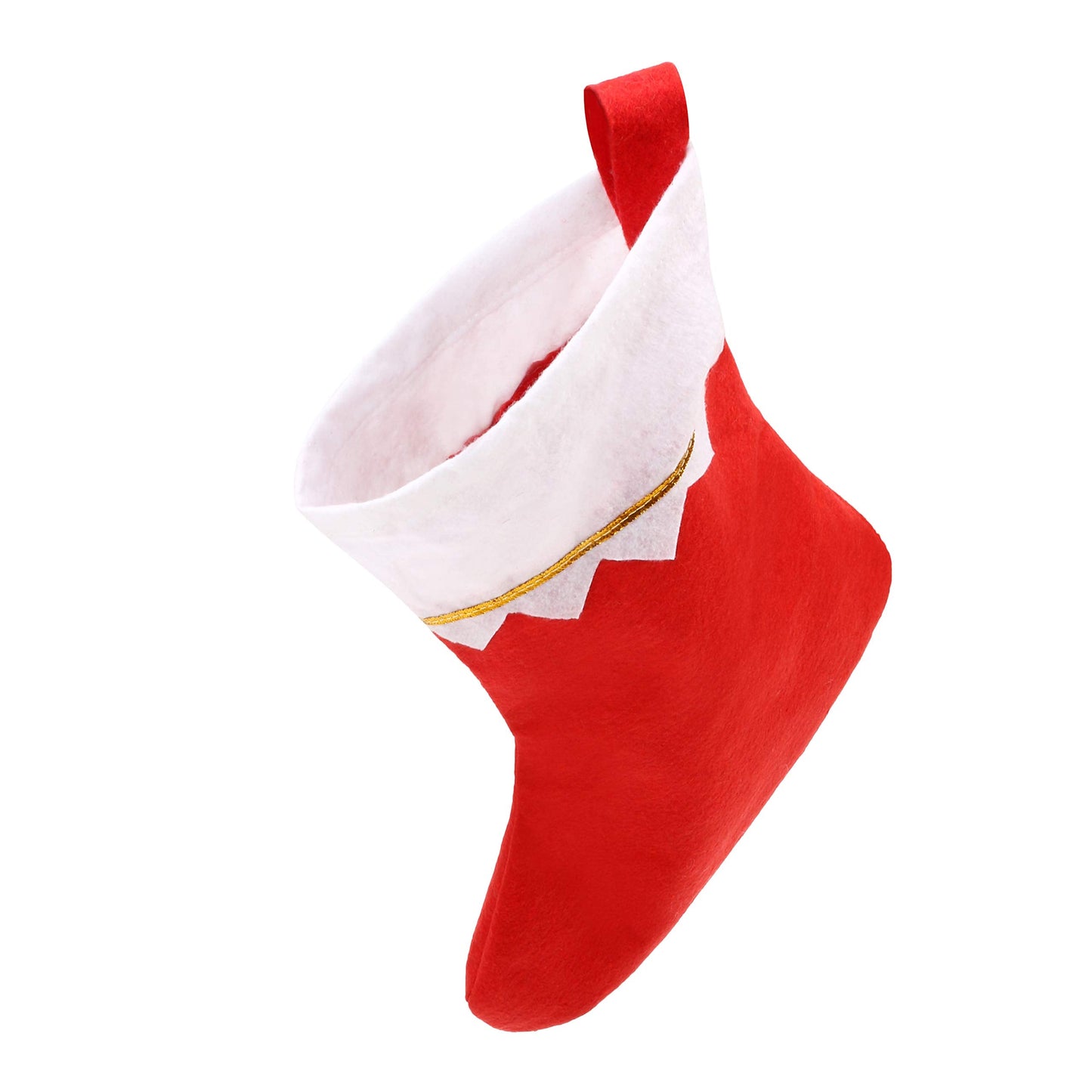 CCINEE 12pcs Felt Christmas Stockings for Christmas Fireplace Hanging Stocking Red Non-Woven Fabric with Golden Trim