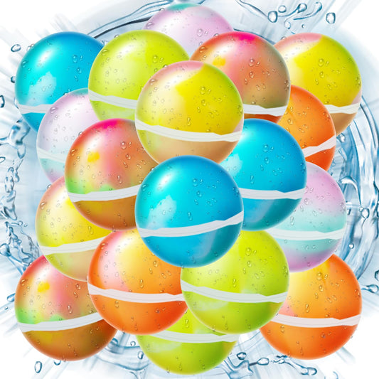 18 PCS Reusable Water Balloons Balls, Soft Silicone Quick Fill Balloons Splash Fun,Outdoor Backyard Summer Party Easy Quick Fun Water Fight Game for Swimming Pool, Summer Party Gift Pool