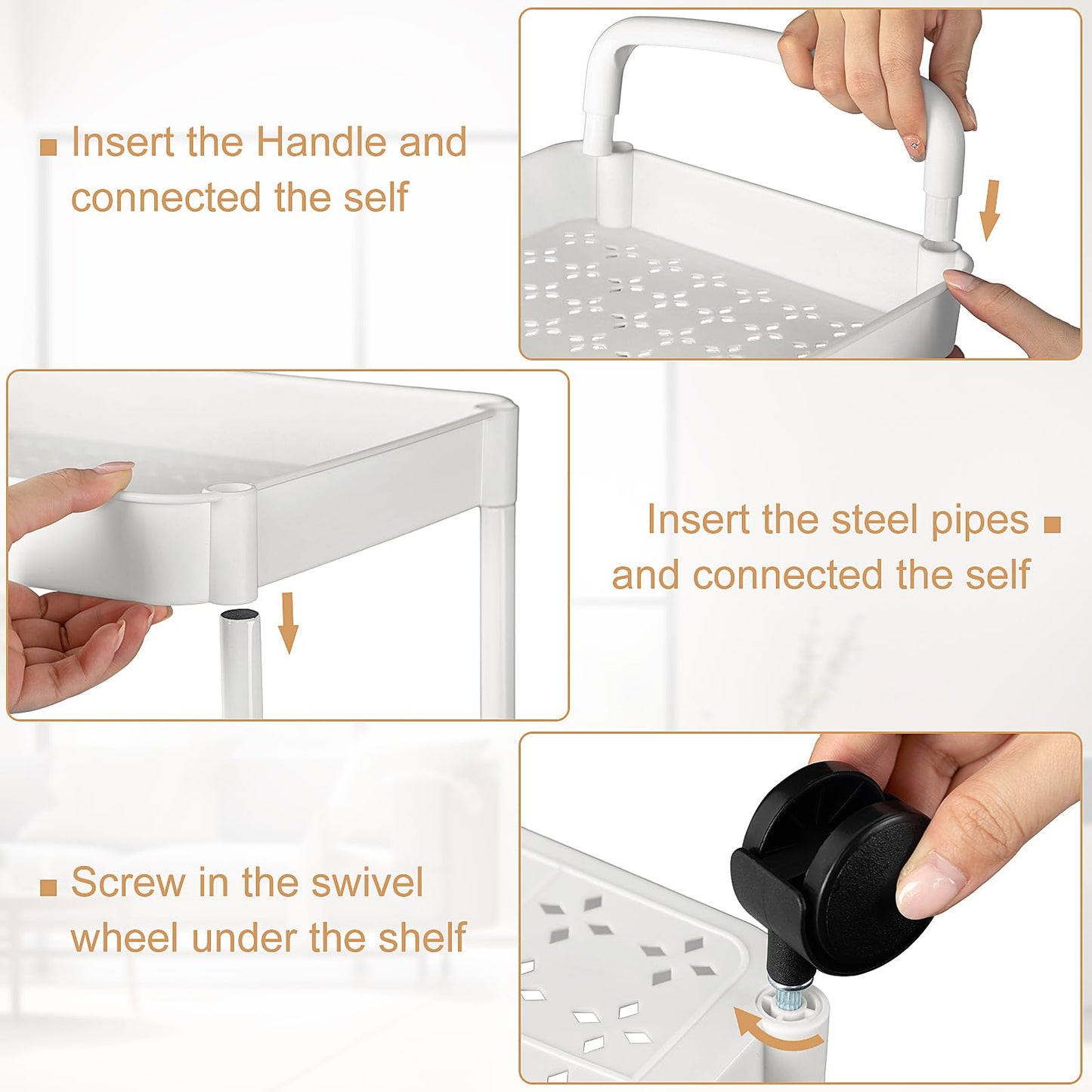 Barydat Baby Diaper Caddy Organizer, Rolling Plastic Movable Diaper Cart Essentials Baby Diapers Storage Organizer Newborn Nursery Essentials for Changing Tables, Crib, Wipes