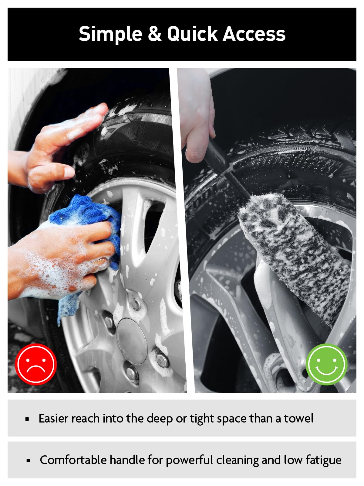 Fantasticlean 7PCS Car Wheel Cleaning Pro Kit, Tire Brush, Soft-bristled Rims Brush, Microfiber Flat Wheel Brush, Double-Ended Detailing Brush, Detailing Pads, Scratch-Free & Multipurpose