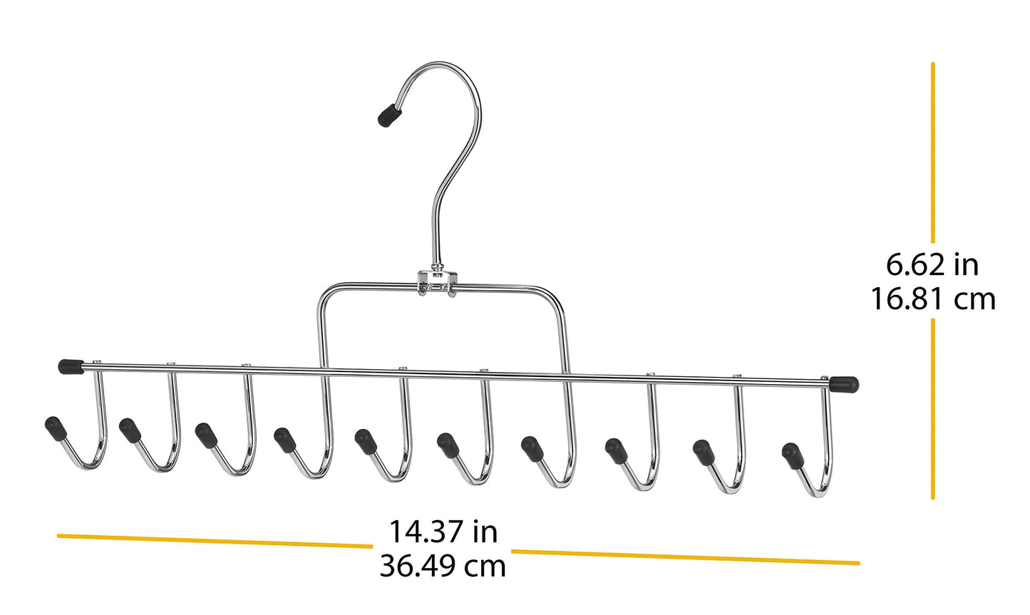 Whitmor 10 Hook Accessory Hanger, Chrome & Black