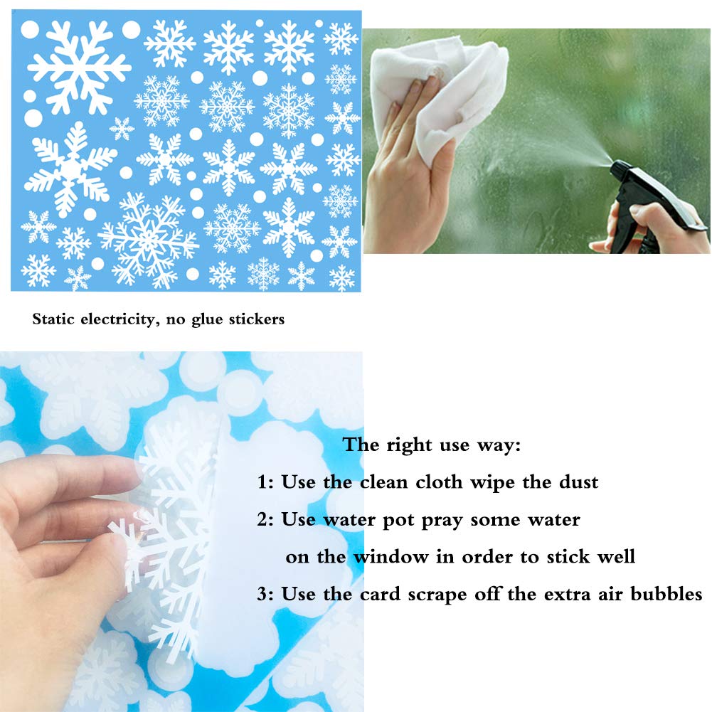 306Pcs Snowflakes Window Clings Decals Decorations White Christmas Window Stickers Winter Wonderland Decorations for Christmas Party