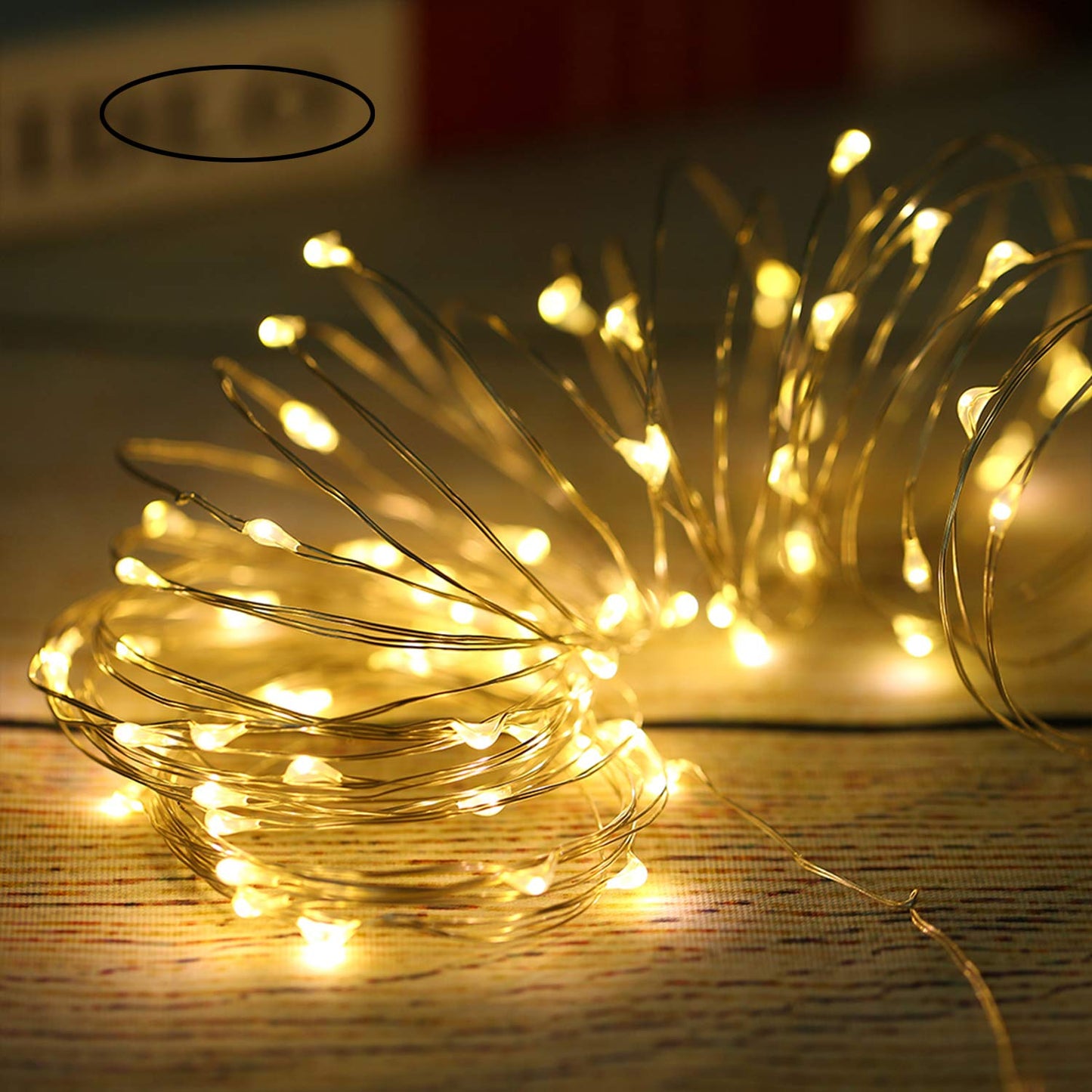 Mikasol Led String Lights, Mini Battery Powered Copper Wire Starry Fairy Lights, Battery Operated String Lights for Bedroom, Christmas, Parties, Wedding, Centerpiece, Decoration (10m/33ft Warm White)