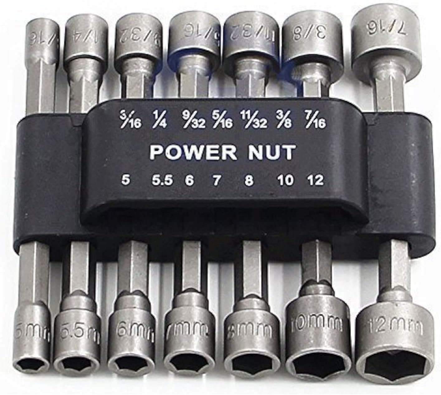 14pcs Power Nuts Driver Drill Bit Tools Set Metric Socket Wrench Screw 1/4'' Driver Hex Keys