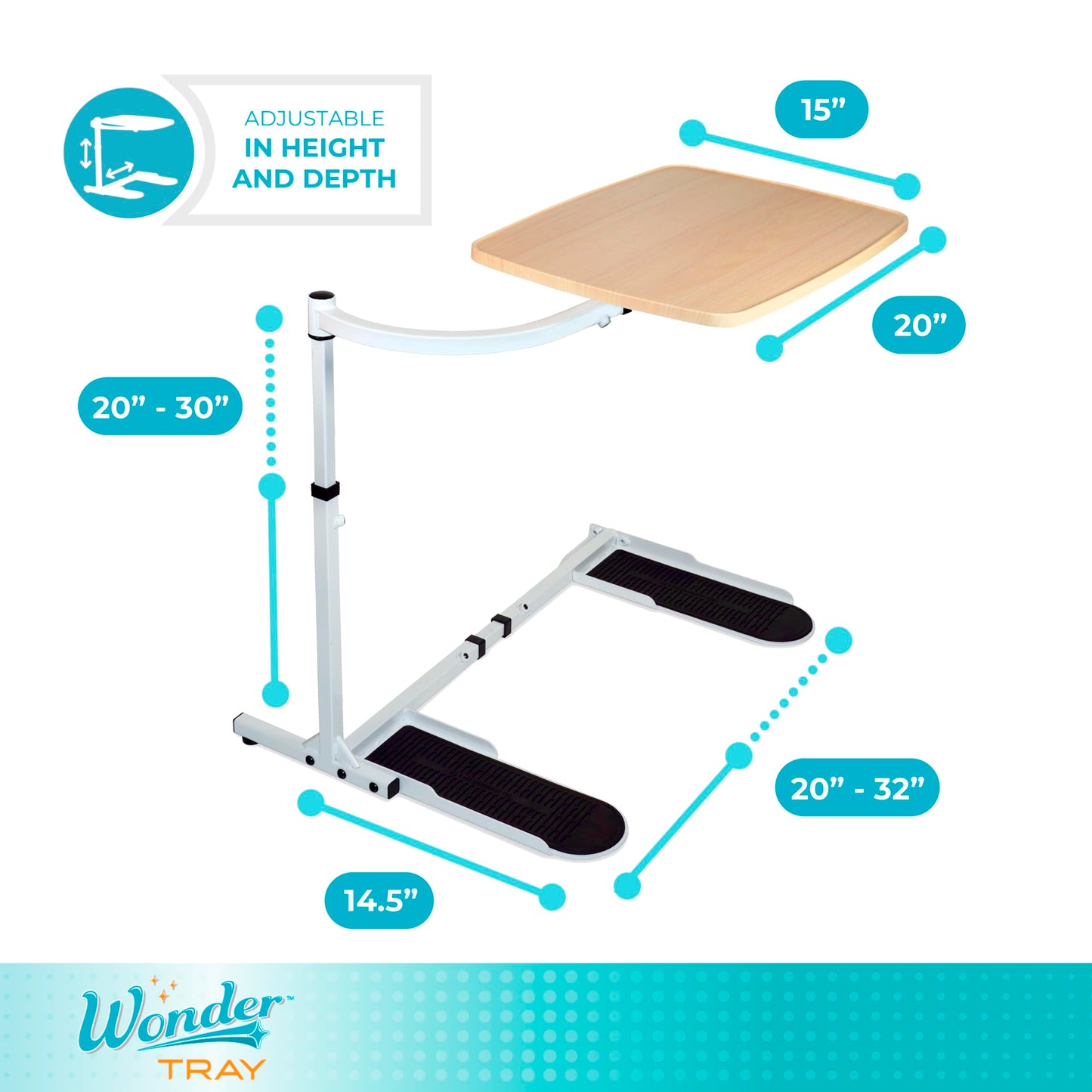 Stander Wonder Tray, Adjustable Swivel Table, Large Laptop Stand, Couch Desk, Side Tables & Gaming Bench, TV-Trays for Eating on Couches, Chairs, Recliners, Maple