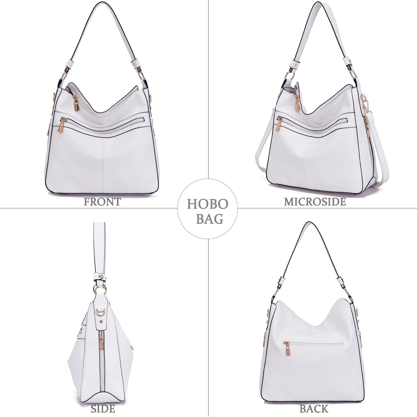 Womens Large Leather Hobo Handbag Ladies Fashion Tote Satchel Shoulder Crossbody Bags 3pcs Purses Set