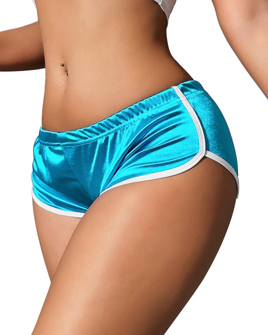 Hot Pants Shorts Booty Shorts Sports High Cut Yoga Gym Running Slimming Fitness Activewear Butt Lifting Rave Bottoms (US, Alpha, Small, Regular, Regular, Light Blue)