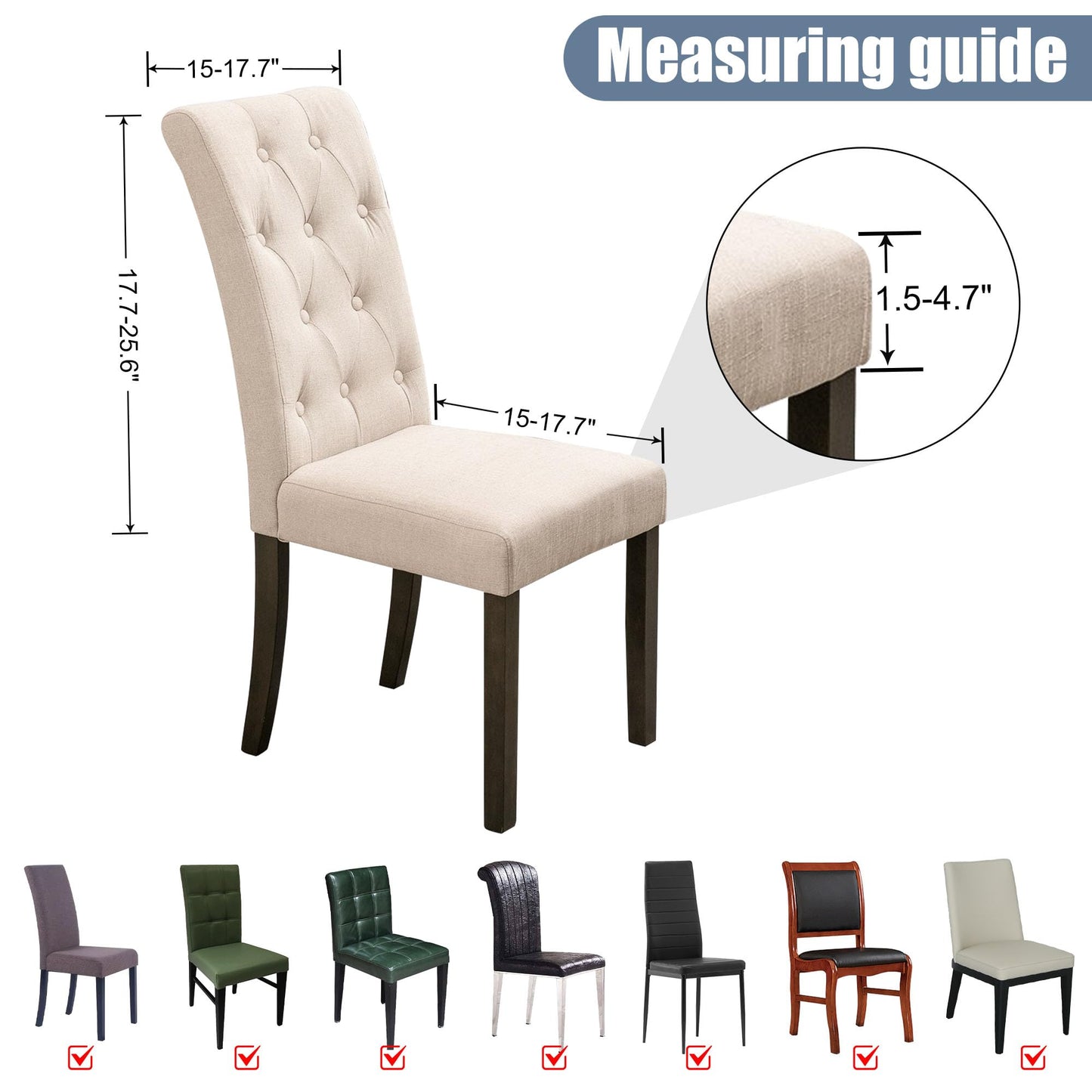 BIETYONE Dining Chair Cover,Dining Room Chair Covers Set of 6,Stretch Kitchen Chair Cover,Washable Dining Chair Cover,Parsons Chair Slipcovers Protective,for Home,Restaurant,Banquet(Gray)