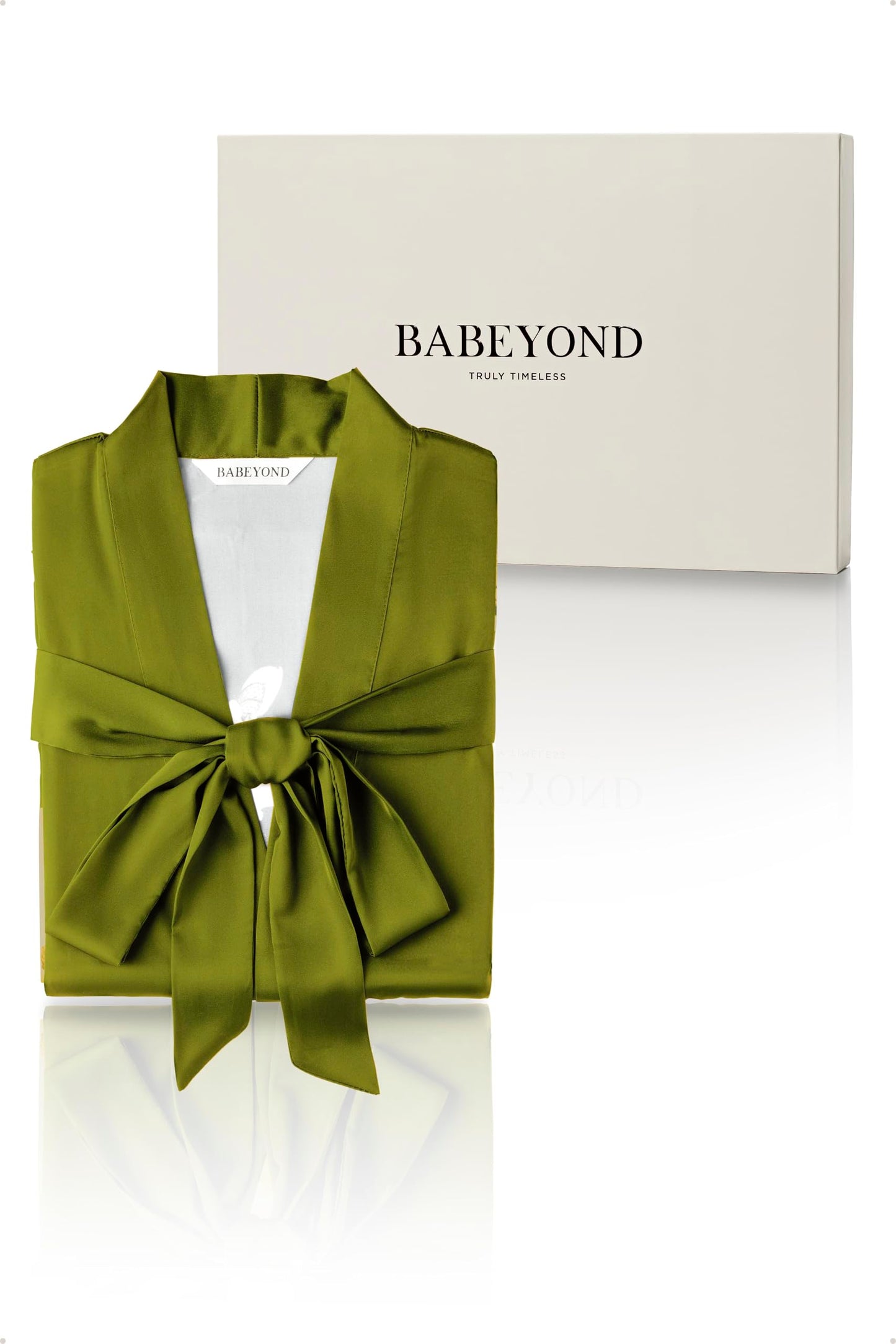 BABEYOND Kimono Robe Cover up with Box Long Floral Satin Sleepwear Silky Bathrobe Bachelorette Robe