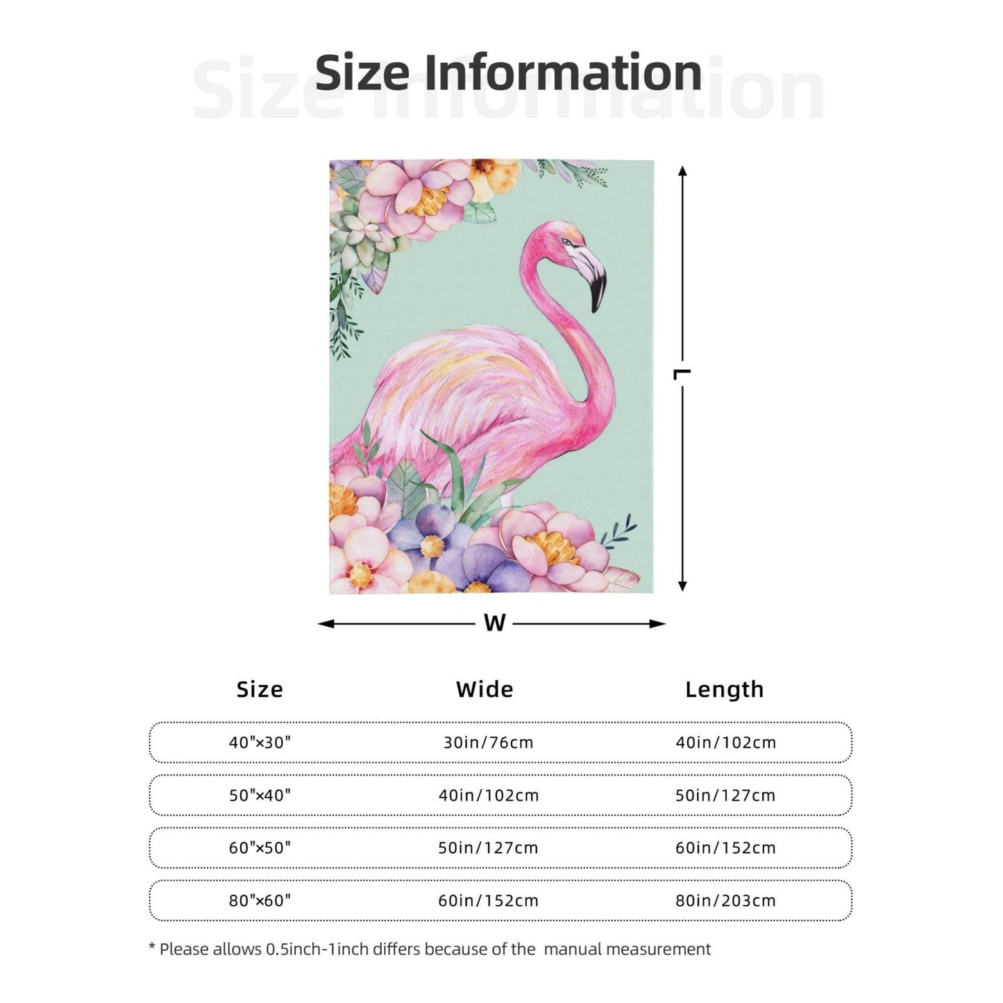 Duduho Pink Flamingo Watercolor Floral Bed Blanket Ultra Soft Throw Blanket All Season Warm Light Weight Cozy Plush Blankets for Home Bedroom Sofa Chair Travel, 50"X40"