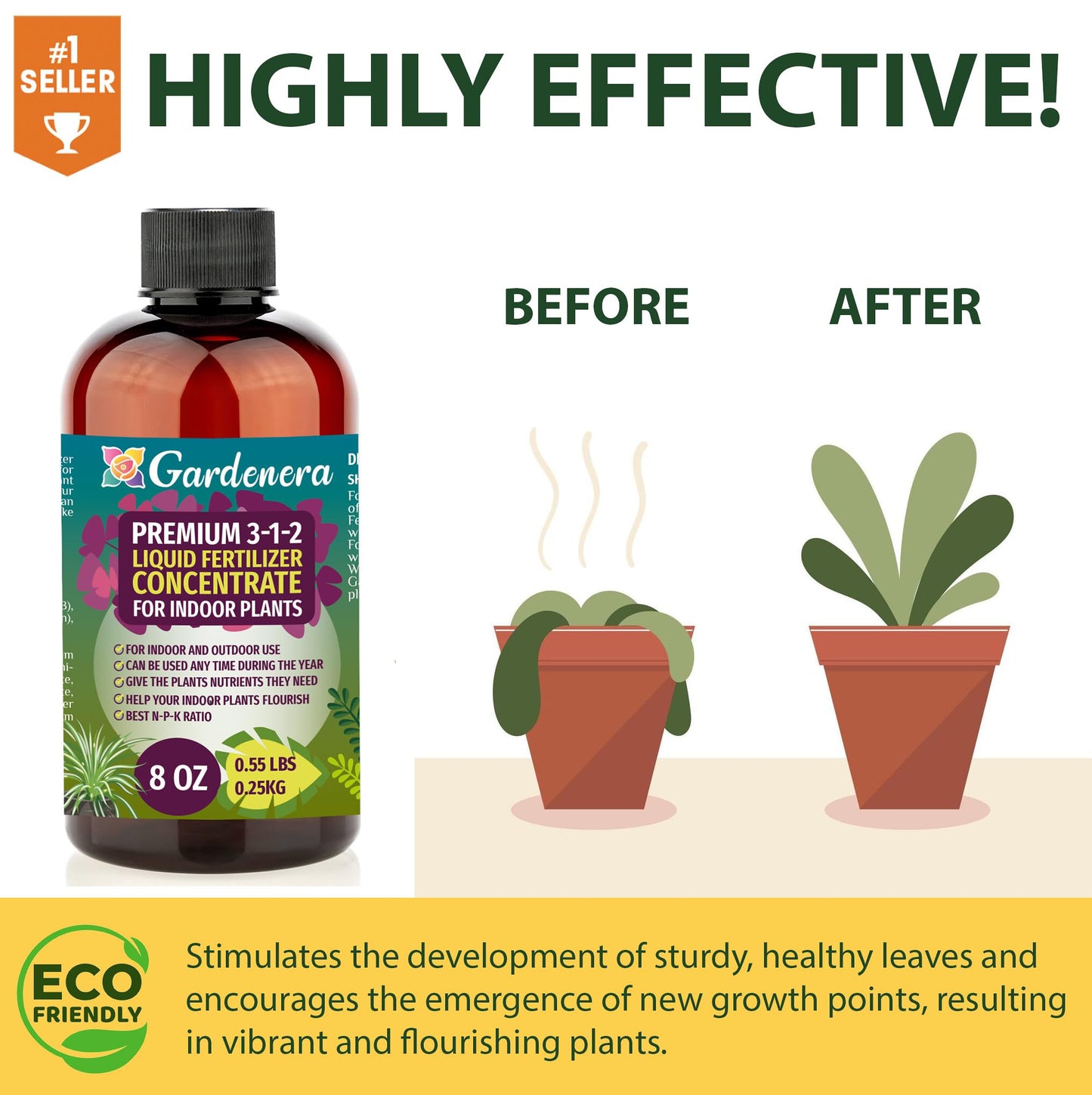 Gardenera Premium Liquid Hoya Fertilizer - 3-1-2 Concentrate for Indoor Plants and Flowers - Organic Plant Food - 32oz