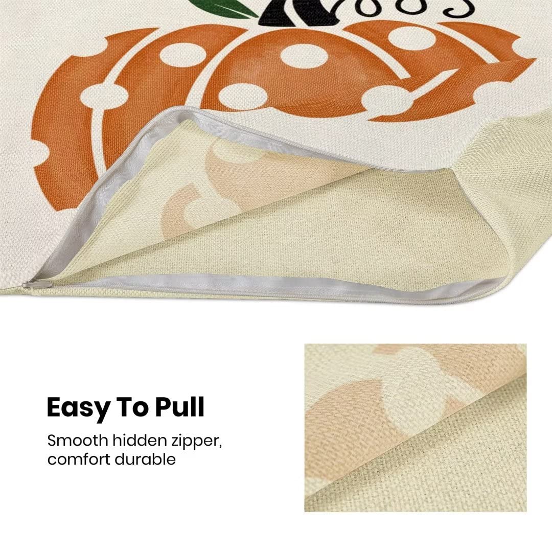 Fall Pumpkin Pillow Covers 18x18 Set of 2 Farmhouse Polka Dots Decorative Throw Pillow Outdoor Linen Square Autumn Thanksgiving Cushion Cover Decor for Home Couch Sofa