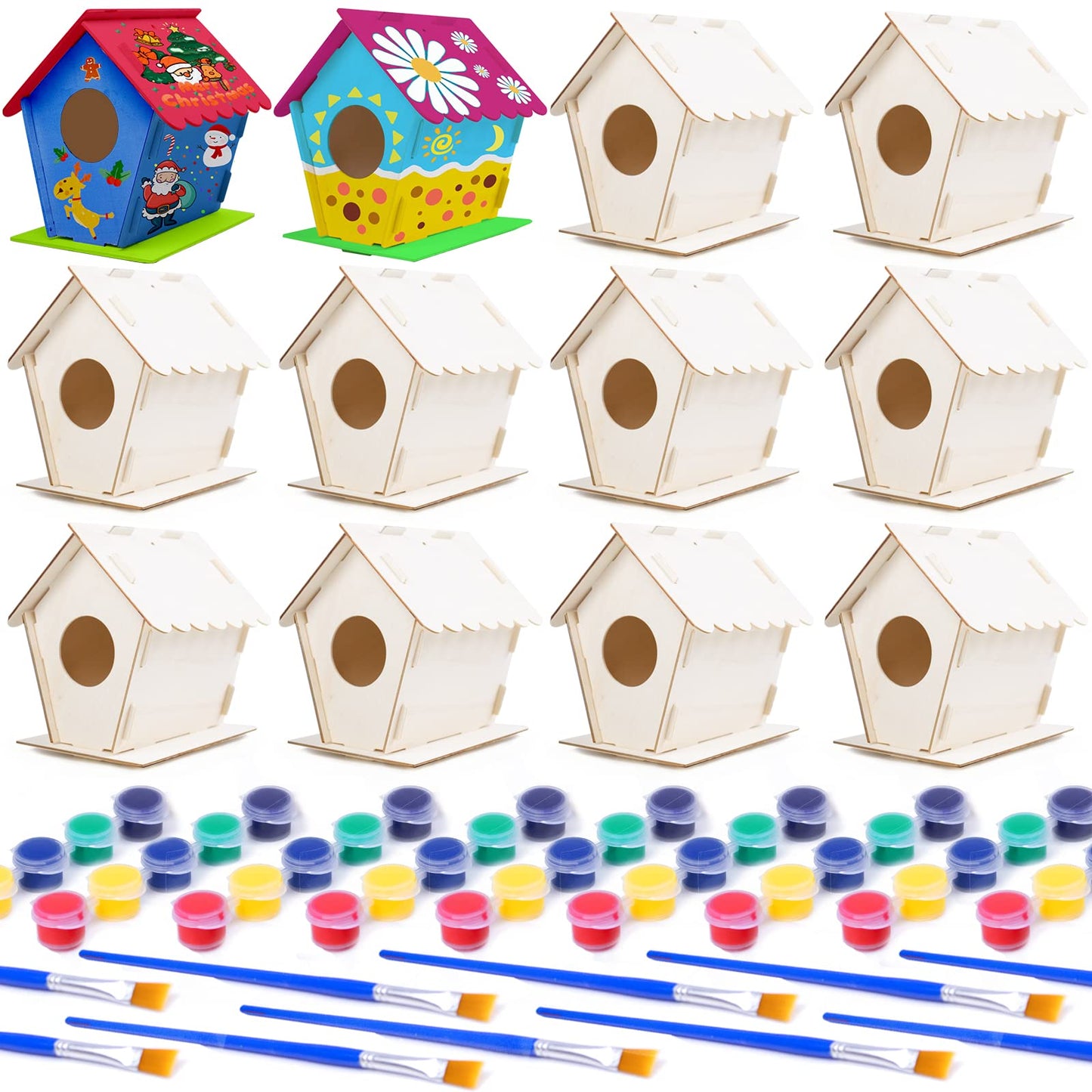 hapray 4 Pack Bird House Crafts for Kids Ages 5-8 8-12, Buildable DIY Birdhouse Kit for Children to Build, 3+ Summer Arts and Craft Projects with Paint, Boy Girl Gift Christmas