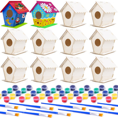 hapray 4 Pack Bird House Crafts for Kids Ages 5-8 8-12, Buildable DIY Birdhouse Kit for Children to Build, 3+ Summer Arts and Craft Projects with Paint, Boy Girl Gift Christmas