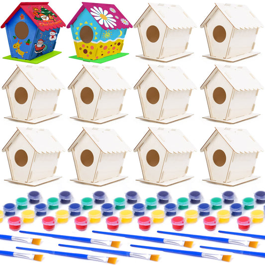 hapray 4 Pack Bird House Crafts for Kids Ages 5-8 8-12, Buildable DIY Birdhouse Kit for Children to Build, 3+ Summer Arts and Craft Projects with Paint, Boy Girl Gift Christmas