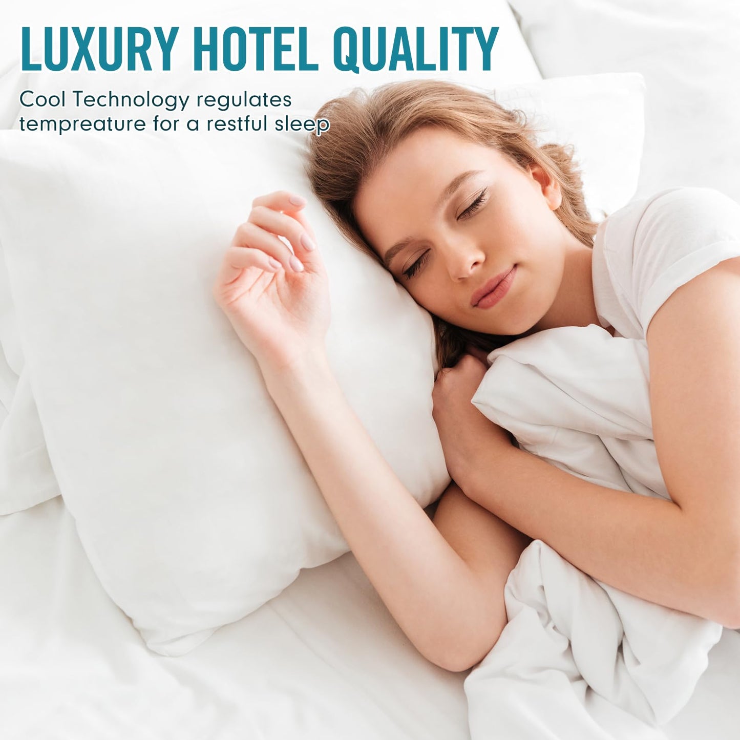 Sycoodeal Hotel Collection Bed Pillows for Sleeping 2 Pack,Standard Size Cooling Pillows,Hotel Quality with Premium Soft Down Alternative Fill for Side Stomach Back Sleepers