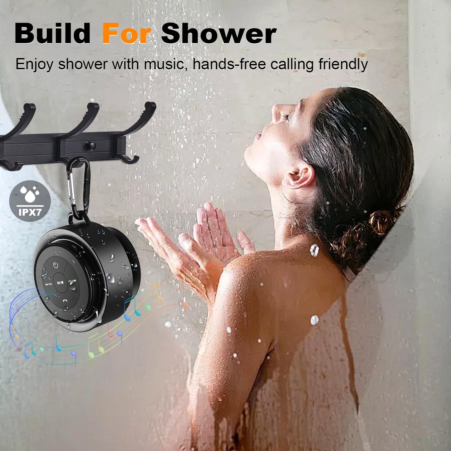 TDLIRH Bluetooth Shower Speaker, Portable Waterproof Speakers with Suction Cup, Wireless Outdoor Speaker for Pool, Camping, Beach, Hiking, Kayaking, Great Gift for Men, Women