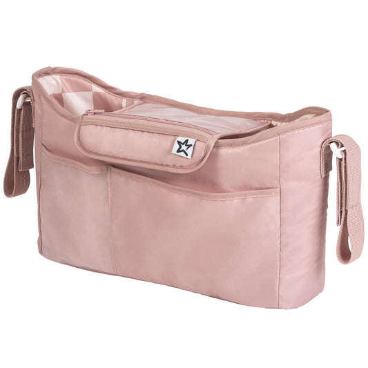 Tiny Twinkle Universal Stroller Organizer with Adjustable Strap - Waterproof Stroller Caddy Fits Baby Jogger,Nuna,Graco,Donna and Bugaboo Strollers（Beige Checkers）