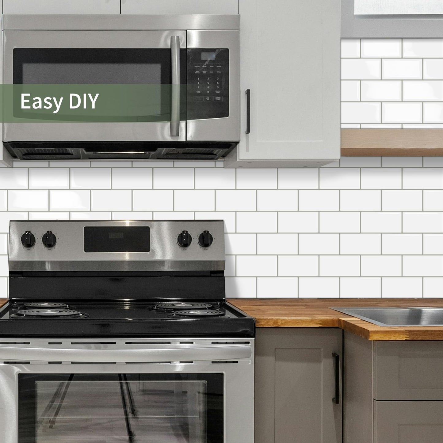 10 Sheet Thicker Subway Tiles White Peel and Stick Backsplash,12.6"x10.6" Self Adhesive Wall Tile Stick on Splashback for Kitchen and Bathroom