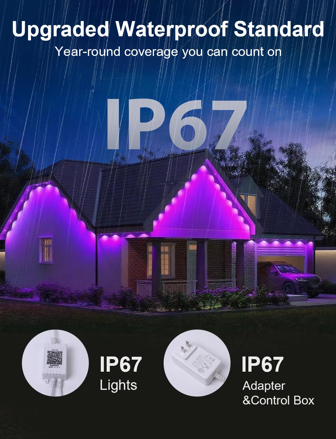 Fussion 200ft Permanent Outdoor Lights for House, 2025 Smart RGB LED Outside Lights with Remote Control, IP67 Waterproof Eternity Eaves Lighting for Christmas, Halloween, Holiday, Party, Daily