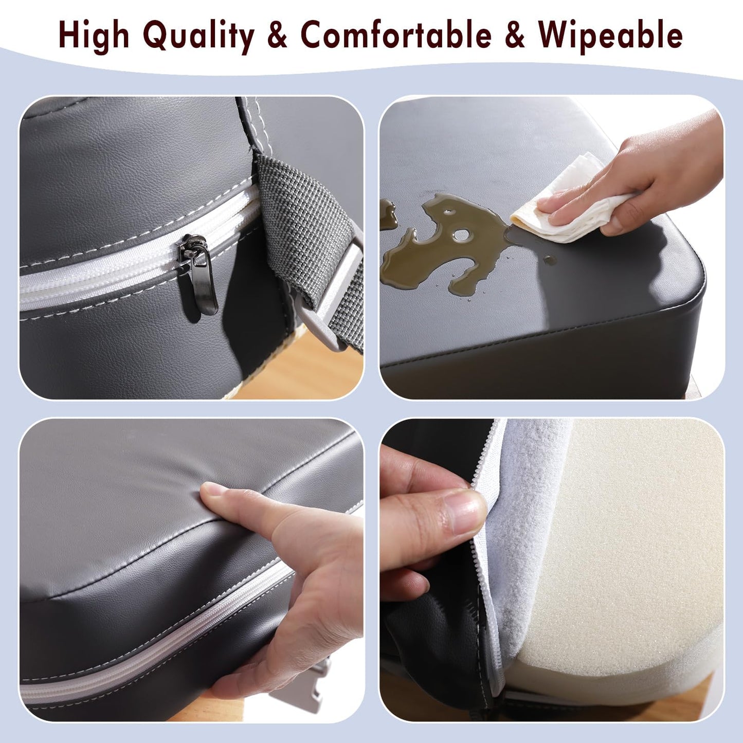 TOTIDYH Toddler Booster Seat for Kitchen Chair, Non-Slip Kids Dining Table Booster Seat with Adjustable Safer Straps, Portable Baby Eating Travel Increasing Cushion