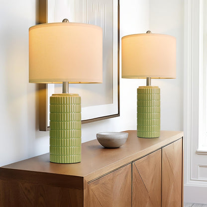 PoKat 23" Modern Ceramic Table Lamp Set of 2 for Living Room White Desk Lamps for Bedroom Farmhouse Bedside Nightstand Bedside Lamp End Table Lamps Beige