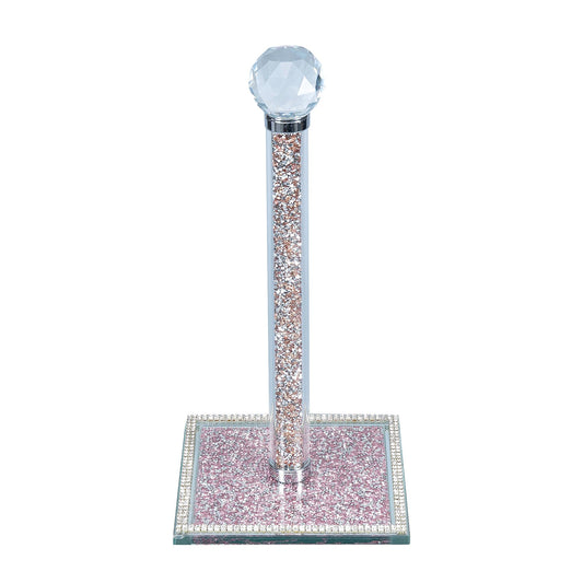 Hochance Gold Crystal Standing Paper Towel Roll Holder Countertop Weighted Rack,Glam Cute Bling Rhinestone Jeweled Diamonds Modern Decoration Christmas Housewarming Gifts for Kitchen Home Bar