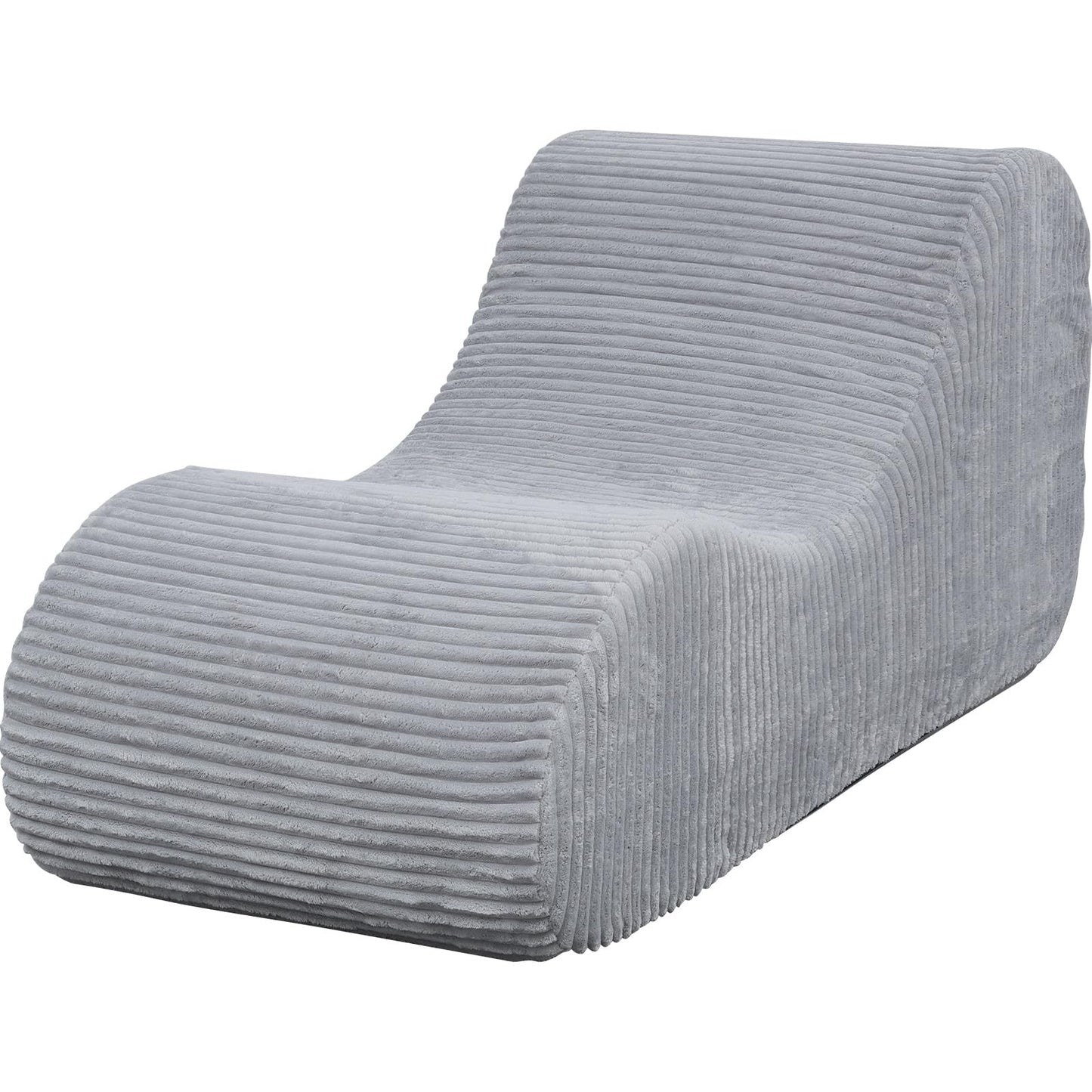 Corduroy Chaise Lounge Chair Couch Indoor Boneless Oversized High-Density Sponge Soft Sofa Human Body Curves for Yoga, Light Grey
