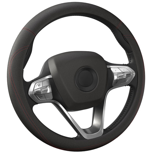 HOTOR Car Steering Wheel Cover - Universal Car Accessory for Diverse Cars, Durable Leather Cover with Anti-Slip Lining, for Steering Wheel with a Diameter of 14.5"-15",Black