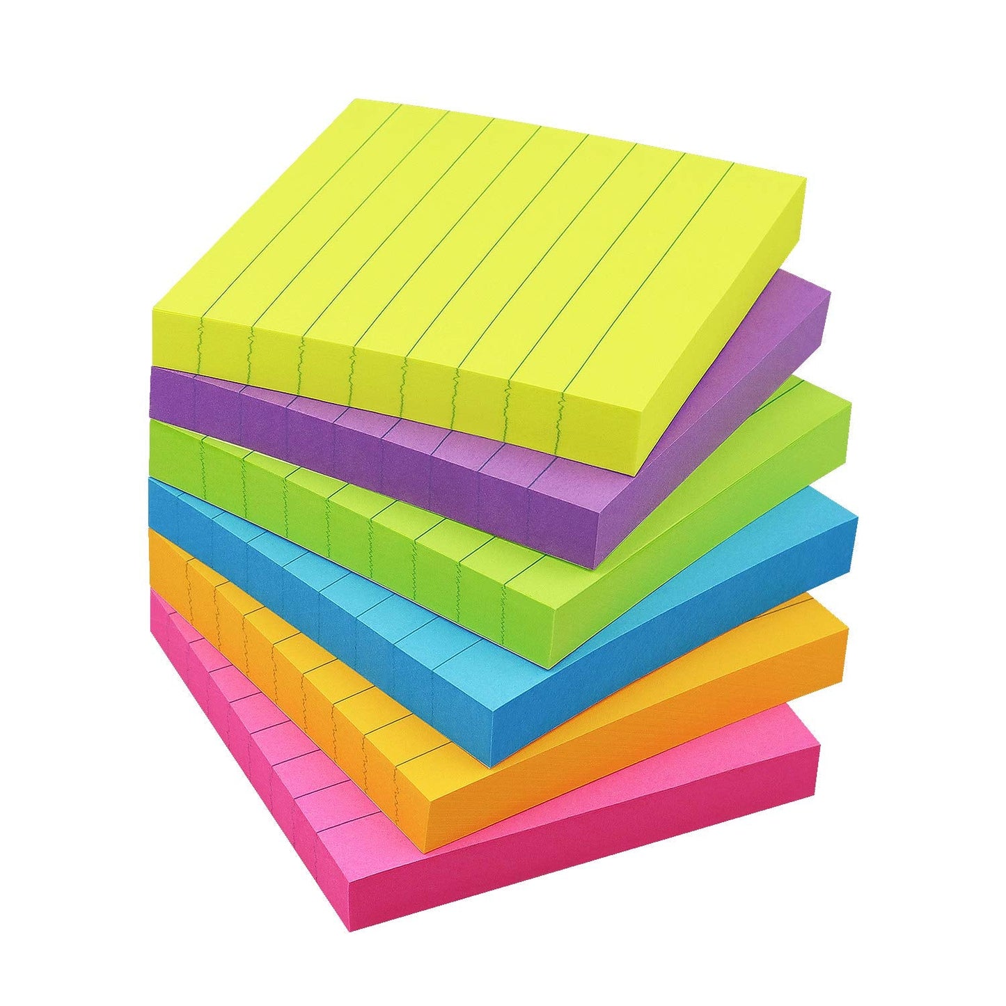 Eastern Wolf 8 Pads Lined Sticky Notes 4x6 Sticky Notes with Lines Self-Stick Note Pads 8 Bright Multi Colors, 35 Sheet/Pad
