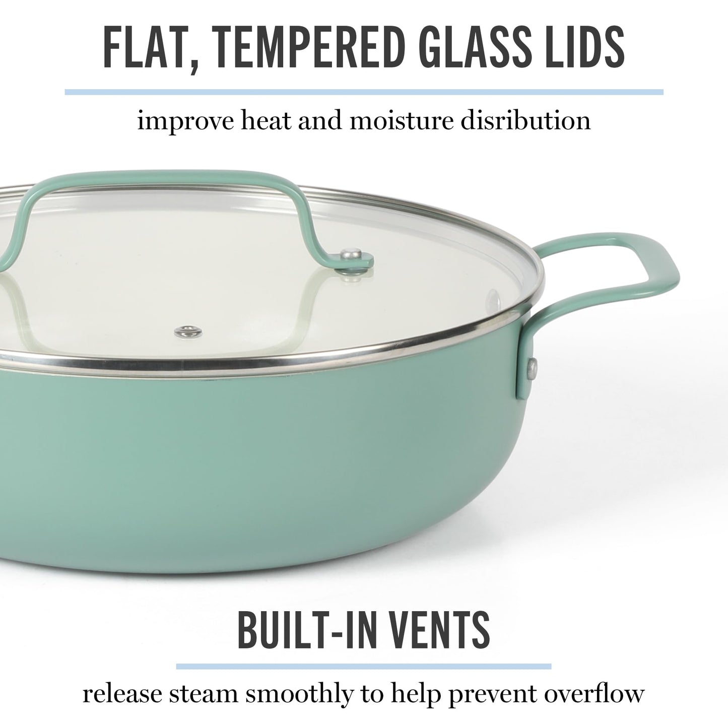 Martha Stewart Emmeline Premium Nonstick PFA Free Ceramic Interior 12 Piece Heavy Gauge Enamel Aluminum Pots and Pans Cookware Set - Teal