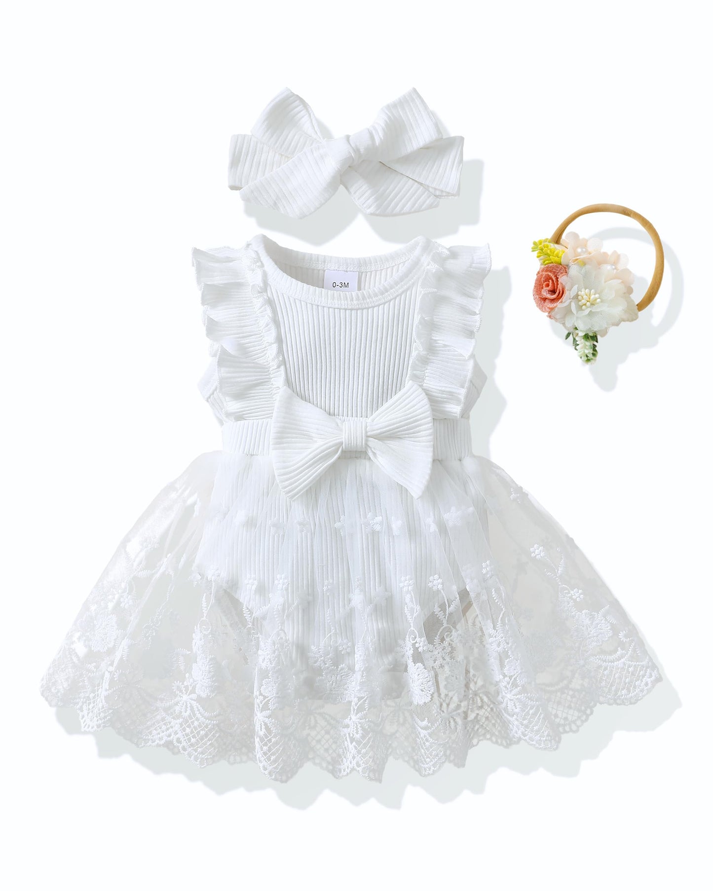 Renotemy Newborn Baby Girl Lace Romper Infant Summer Boho Flower Tulle Dress Party Gifts Newborn Photography Outfits