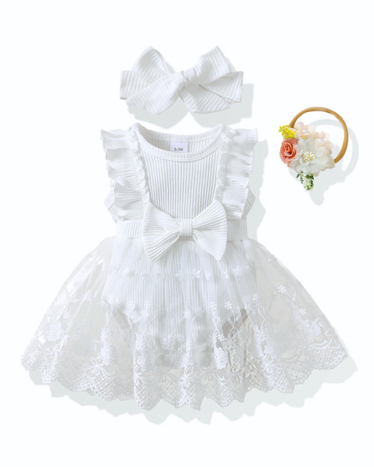 Renotemy Newborn Baby Girl Lace Romper Infant Summer Boho Flower Tulle Dress Party Gifts Newborn Photography Outfits