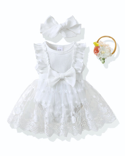 Renotemy Newborn Baby Girl Lace Romper Infant Summer Boho Flower Tulle Dress Party Gifts Newborn Photography Outfits