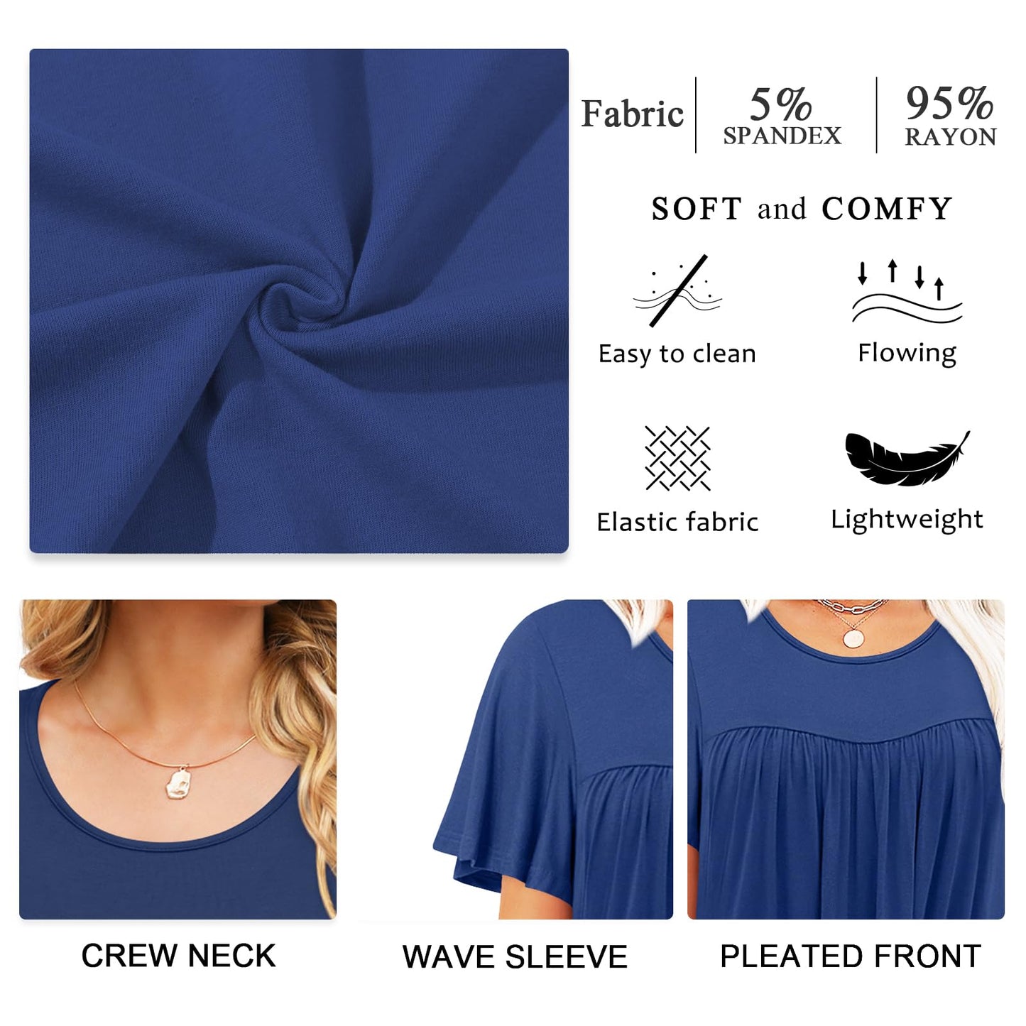 Anymiss 2025 Womens Spring Tunic Tops Summer Casual Dressy Short Sleeve Loose Fit T Shirts 2XL